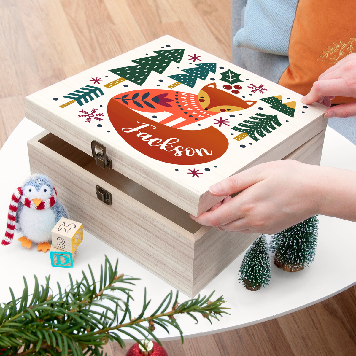Personalised Scandi Fox Christmas Eve Box