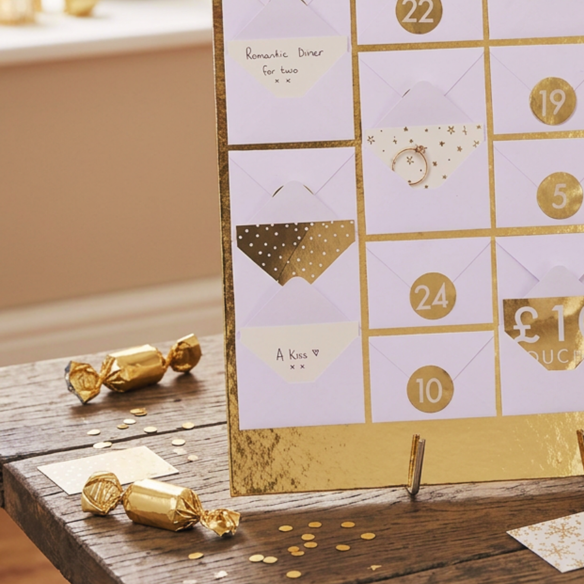 Mini Gold Foil Envelope Advent Calendar
