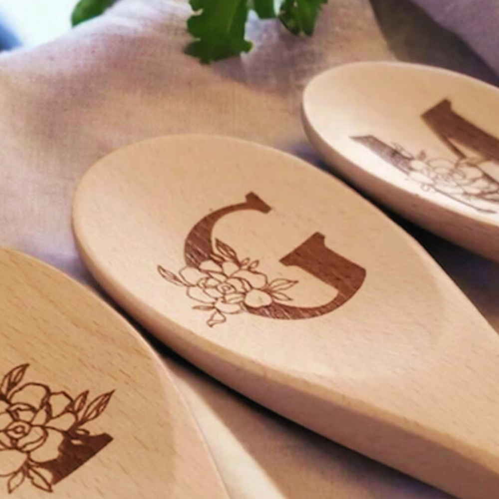 Personalised Floral Letter Wooden Spoon