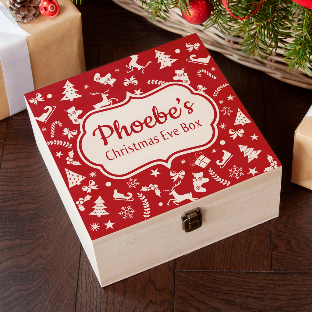 Personalised Festive Pattern Christmas Eve Box