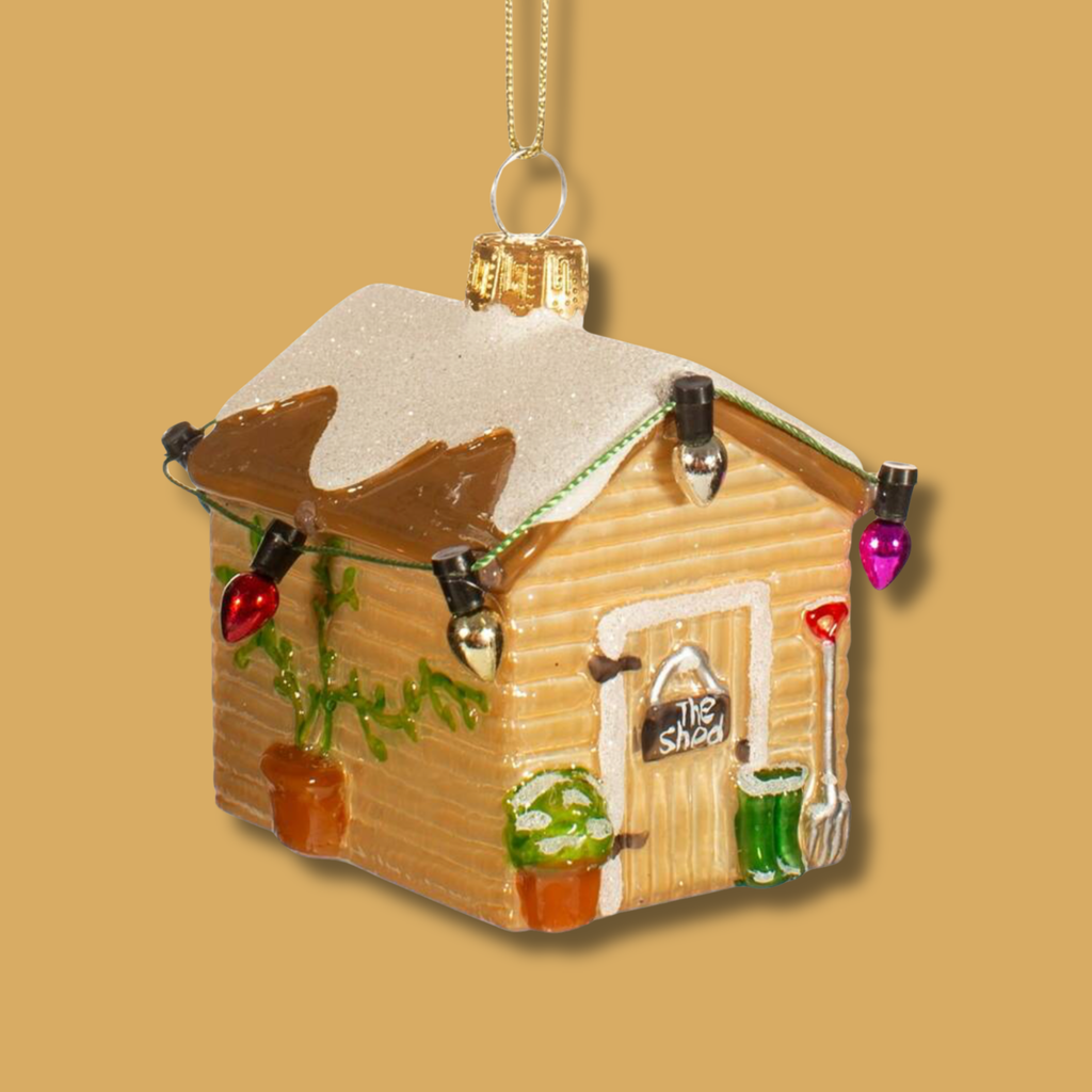 Personalised Garden Shed Glass Christmas Bauble