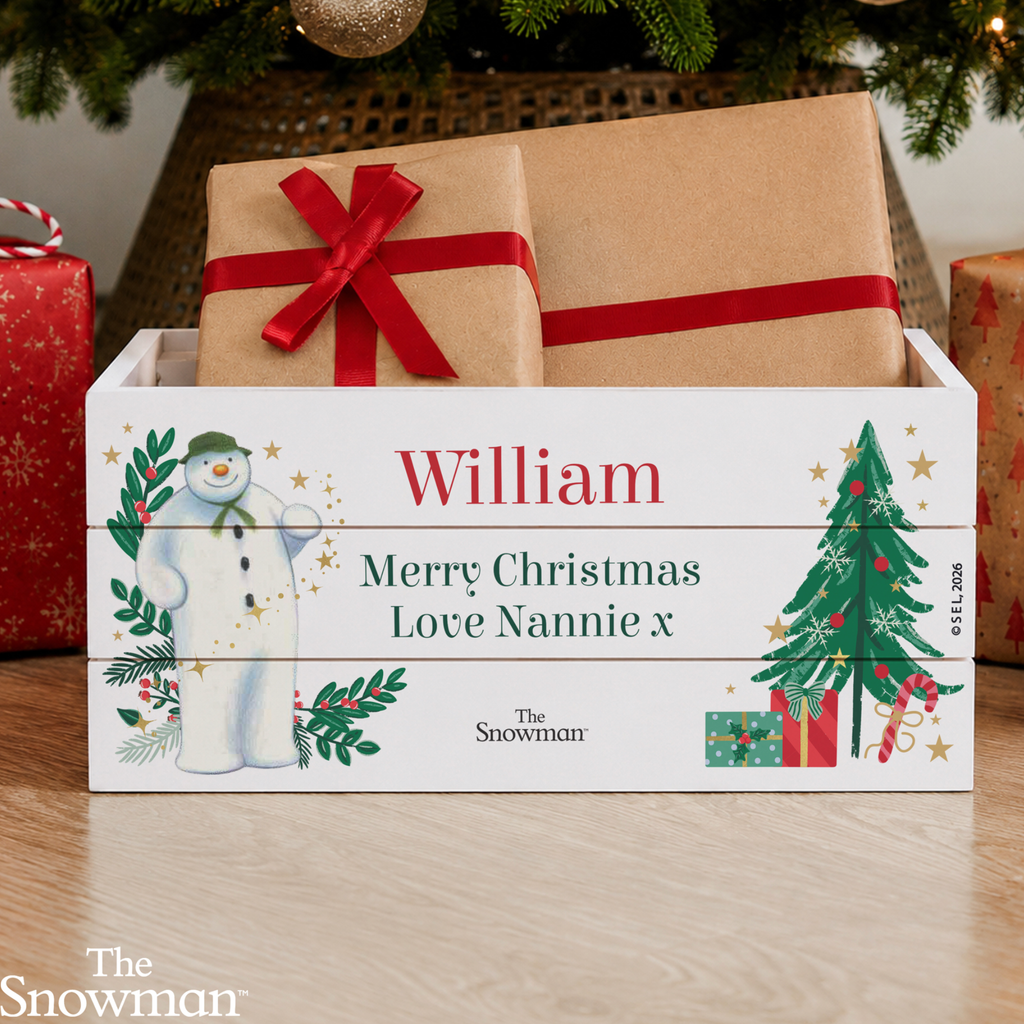 Personalised The Snowman Christmas Wishes Wooden Crate