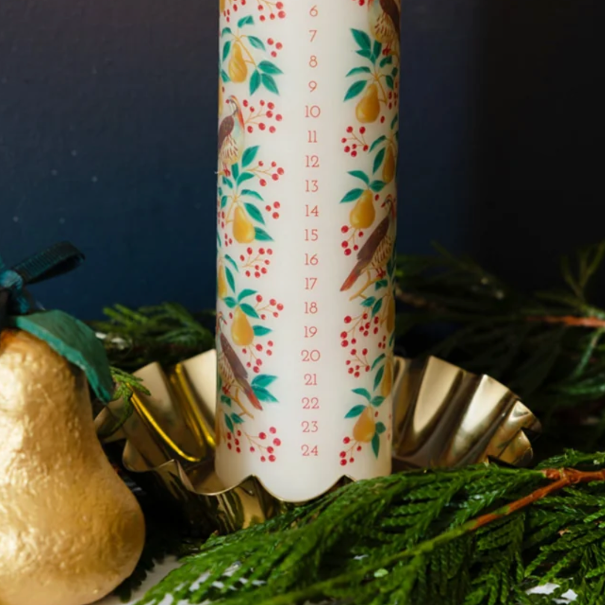 Partridge & Pear Advent Pillar Candle