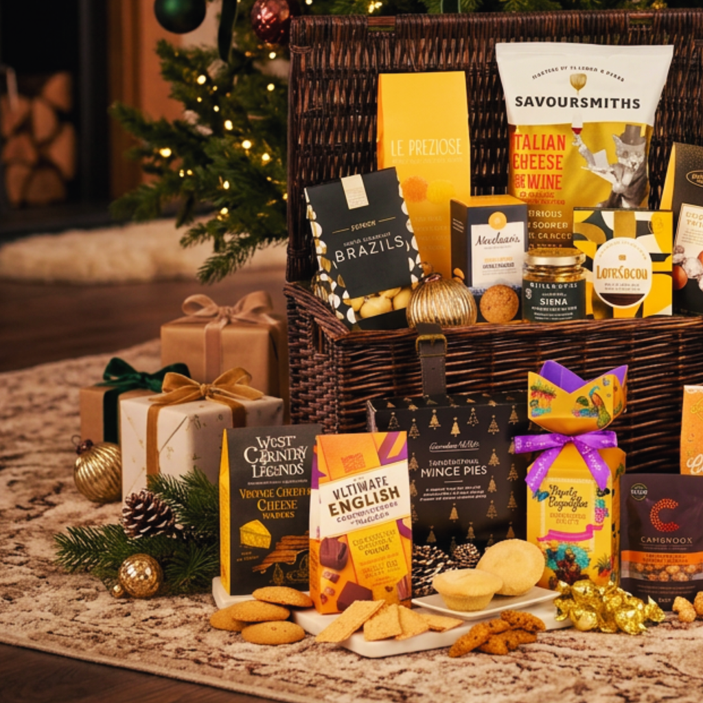 Luxury Christmas Wine Hamper Italian Wines Mince Pies Chocolate & Festive Treats