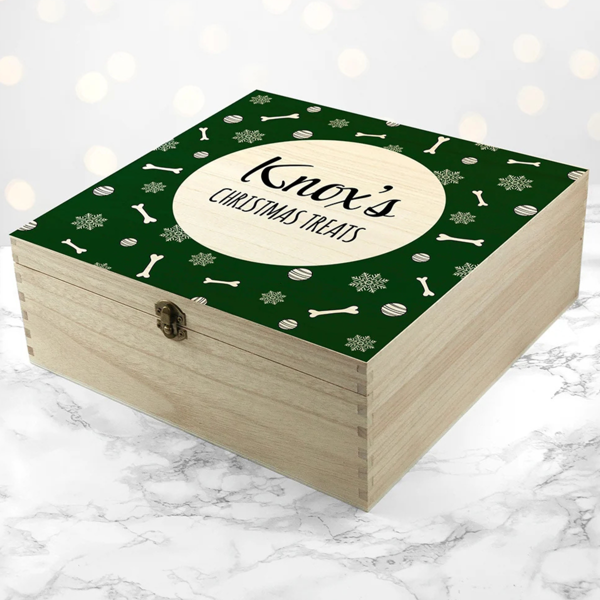 Personalised Dog Christmas Treats Wooden Box