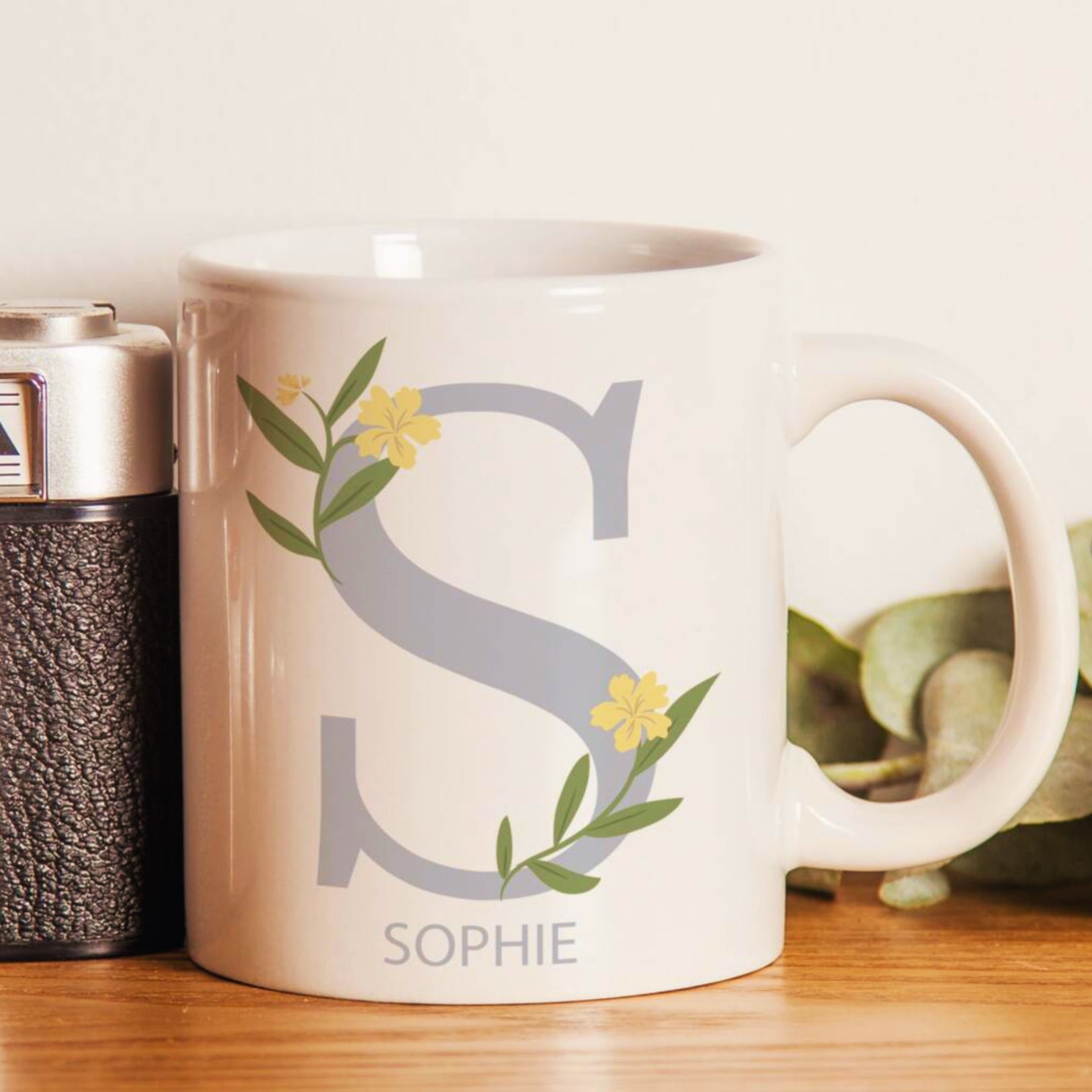 Personalised Floral Initial Mug