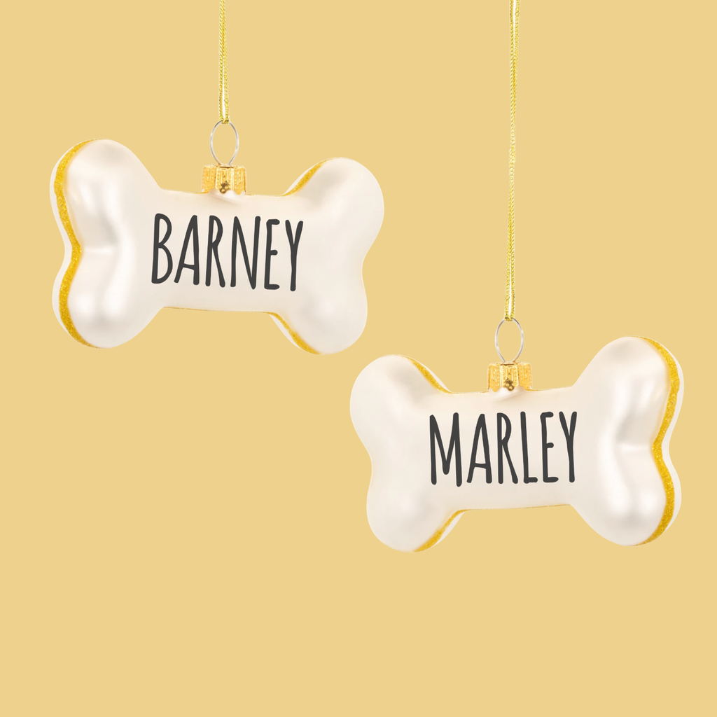 Personalised Dog Bone Glass Bauble
