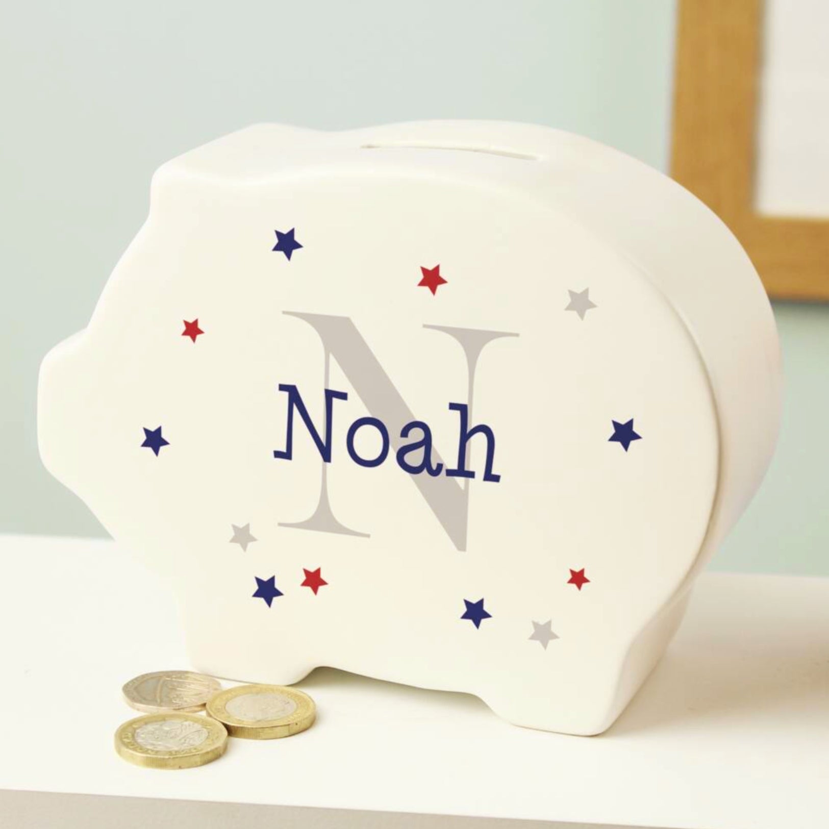 Personalised Name And Big Initial Piggy Bank