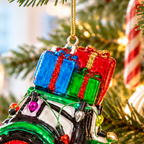 Festive Green Tractor with Presents Christmas Bauble
