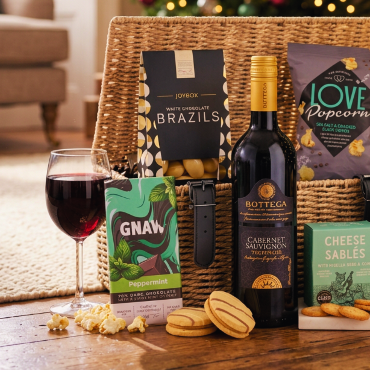 Luxury Festive Wine Hamper, Cabernet Sauvignon, Chocolate & Gourmet Treats