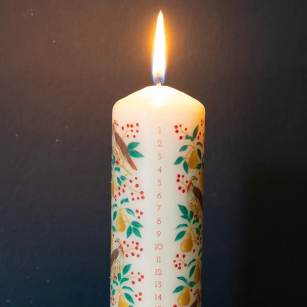 Partridge & Pear Advent Pillar Candle