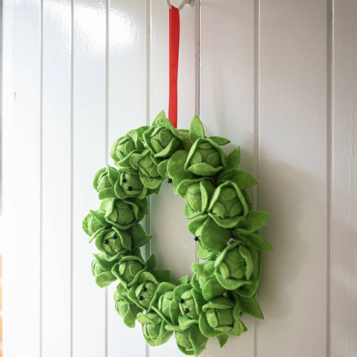 Brussels Sprout Felt Christmas Wreath