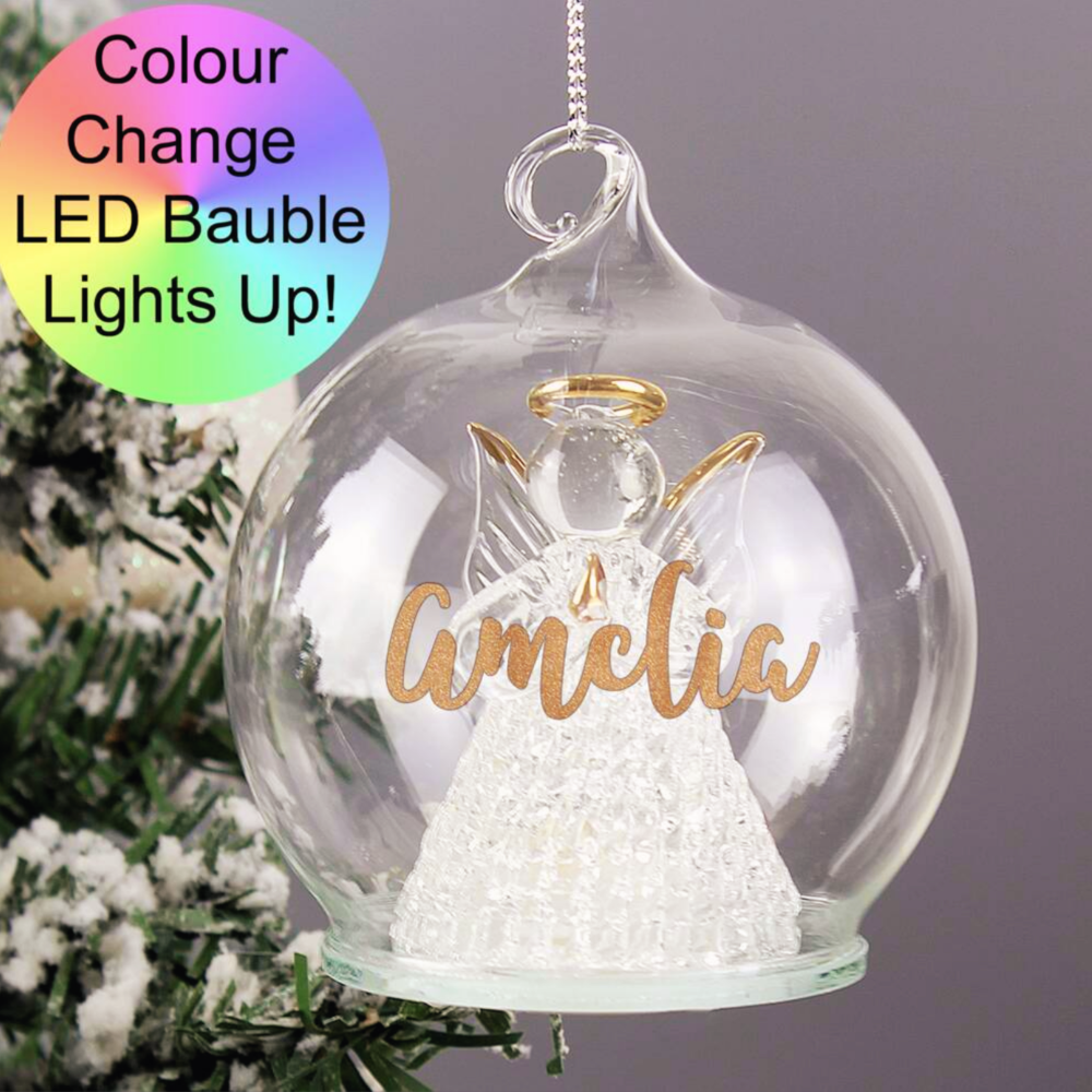 Personalised Christmas LED Angel Bauble
