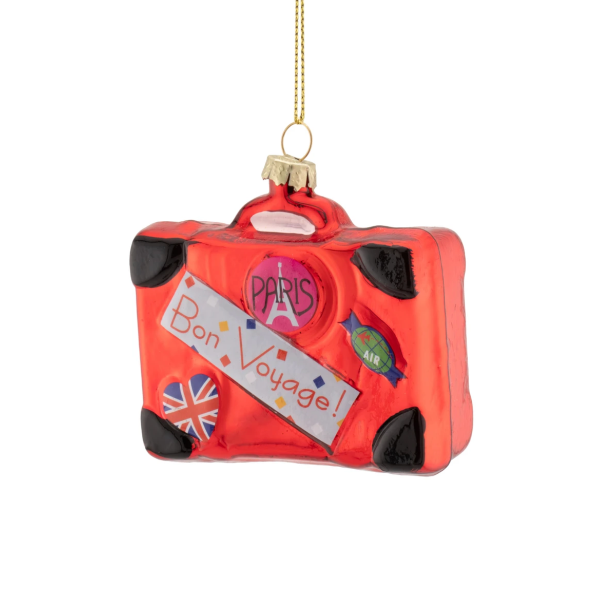 Red Suitcase Glass Christmas Bauble