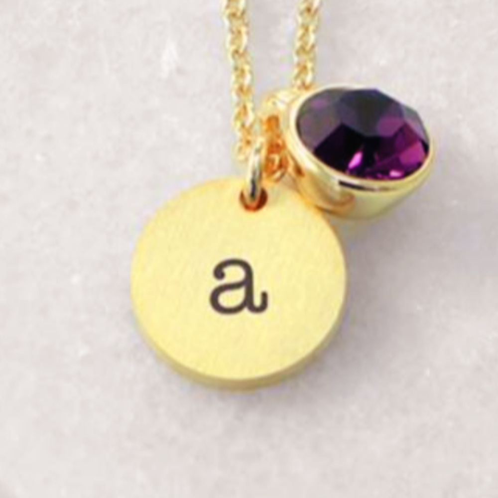 Personalised Monogram Gold Birthstone Necklace