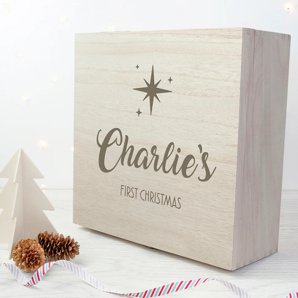 Personalised Minimalist First Christmas Memory Box