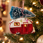 Red Caravan Glass Christmas Bauble