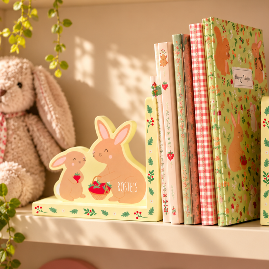 Personalised Bunny Rabbit Wooden Bookends