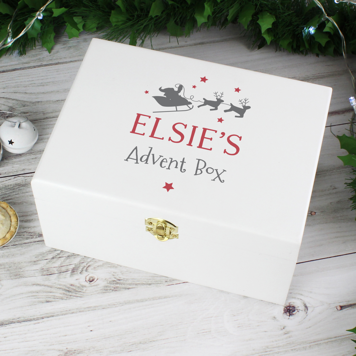 Personalised Christmas Eve White Wooden Box