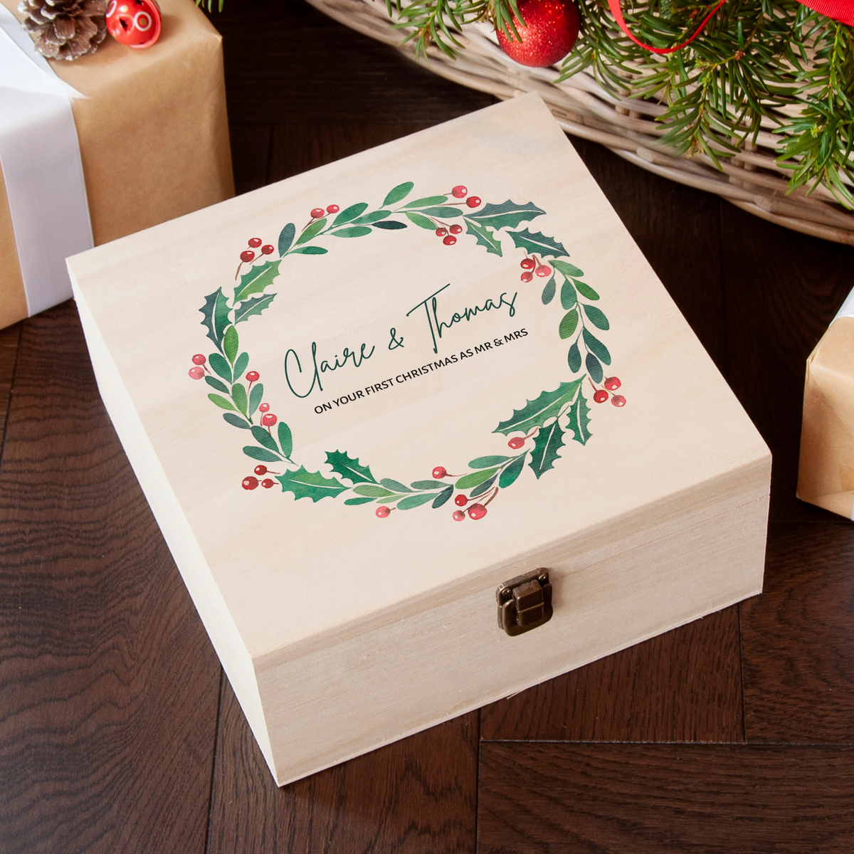 Personalised Couple's Wreath Christmas Eve Box