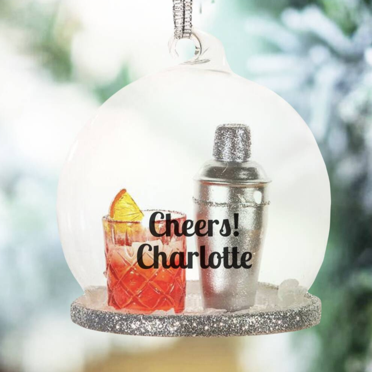 Personalised Negroni Cocktail Glass Dome Christmas Bauble
