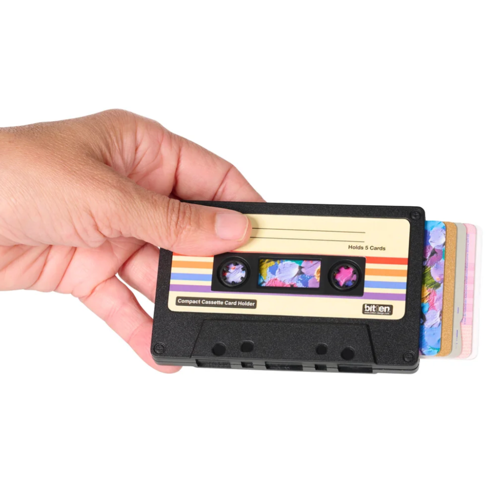 Black Cassette Card Holder Retro RFID Wallet