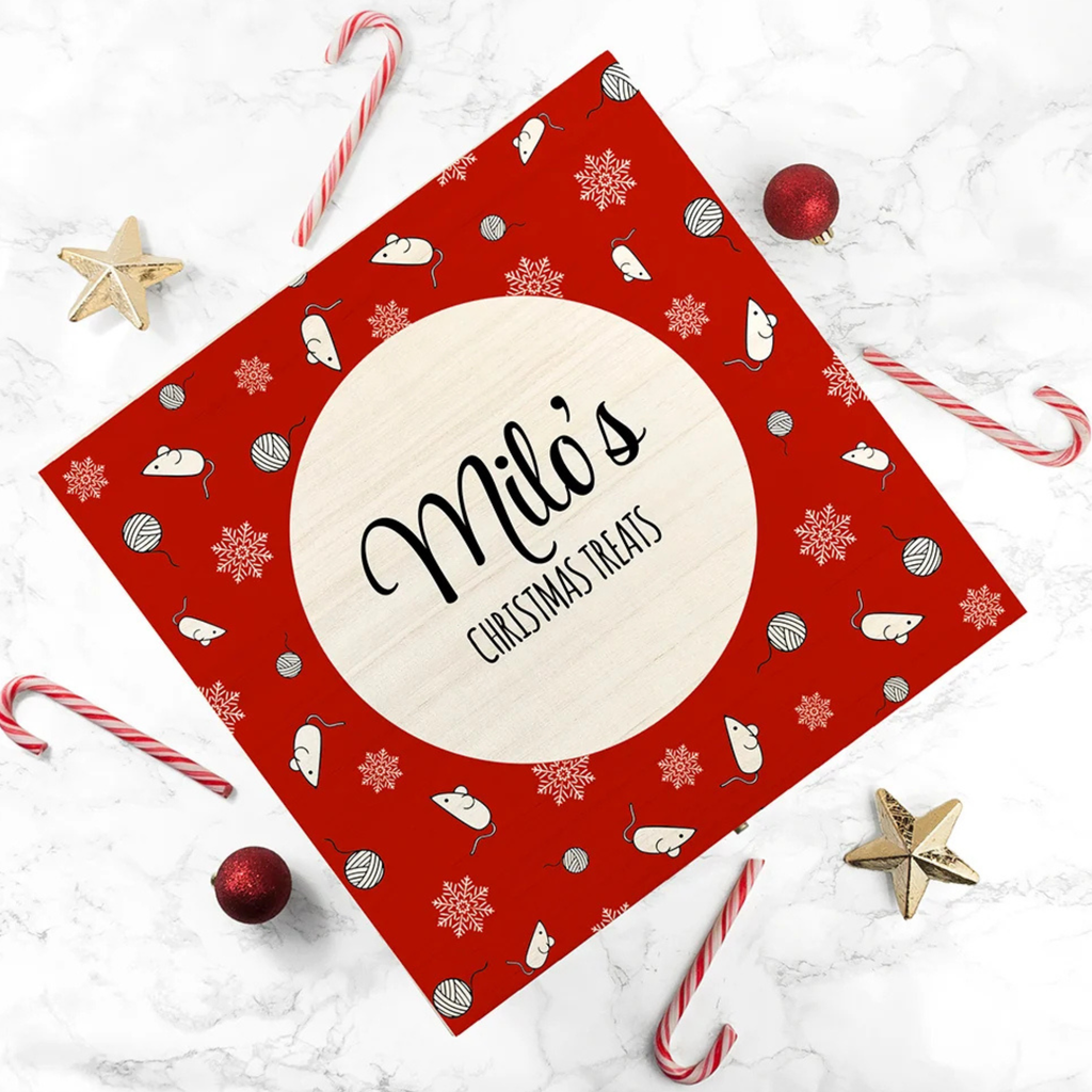 Personalised Cat Treats Christmas Box