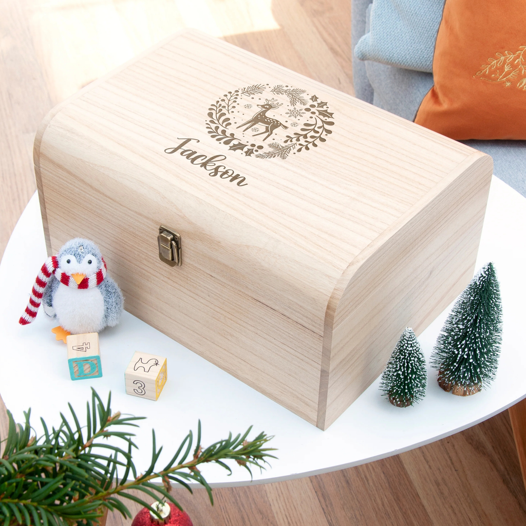 Personalised Christmas Woodland Keepsake Chest