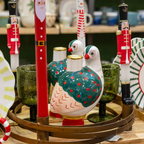 Hand-Painted Bird Ceramic Candle Holder
