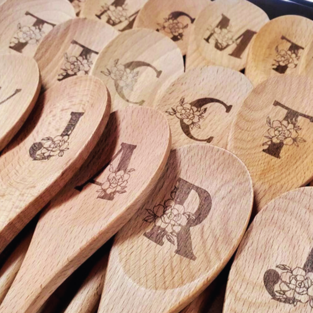 Personalised Floral Letter Wooden Spoon