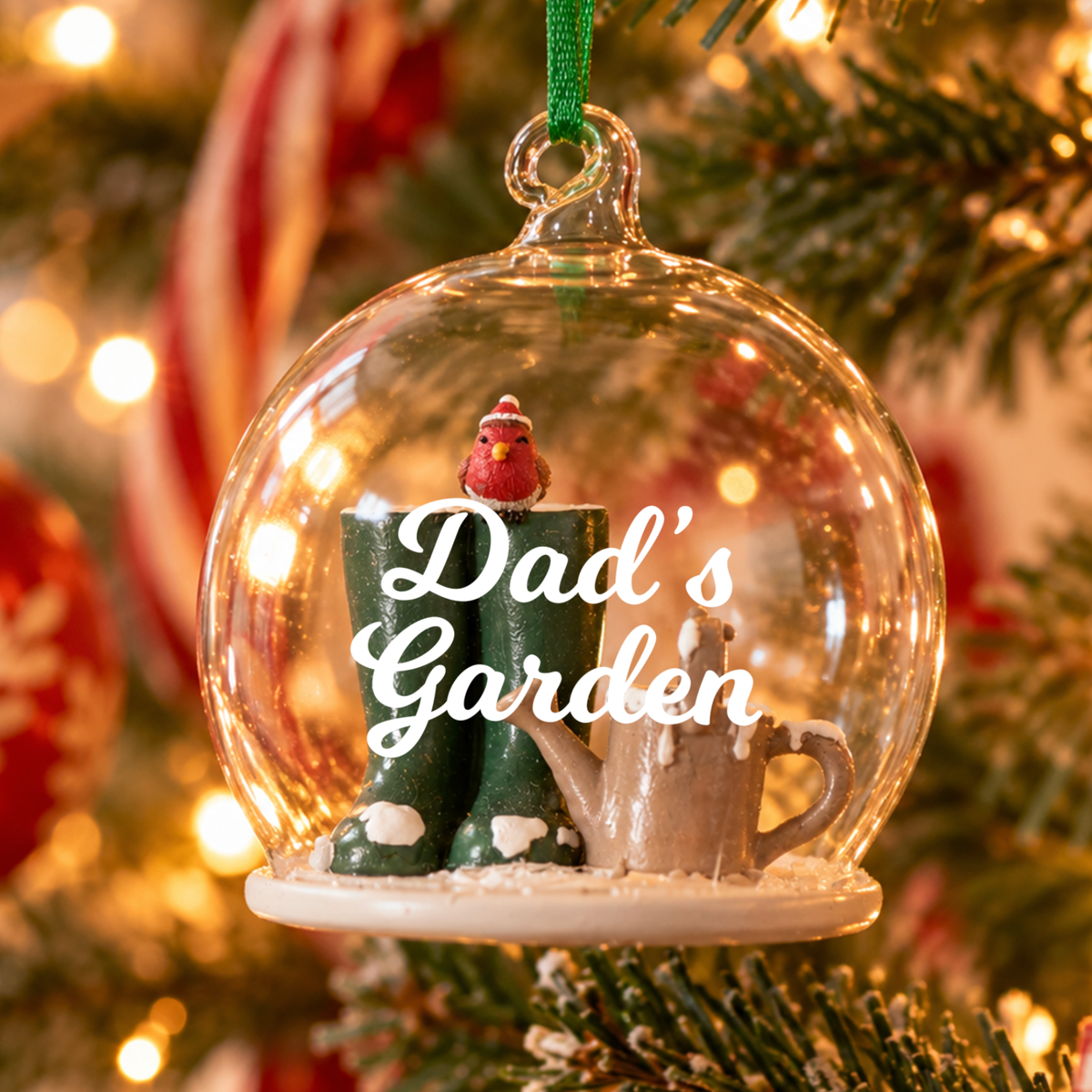 Personalised Glass Dome Gardener Christmas Decoration