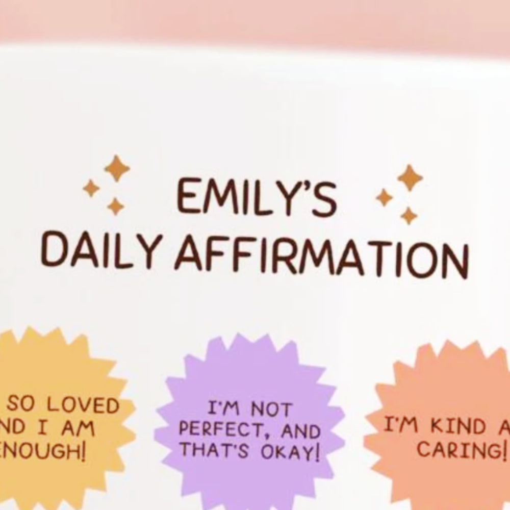 Motivational poster with daily affirmations on a white background