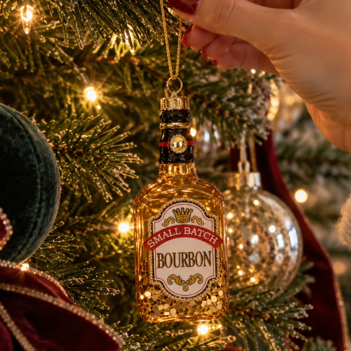Bourbon Whiskey Bottle Christmas Bauble