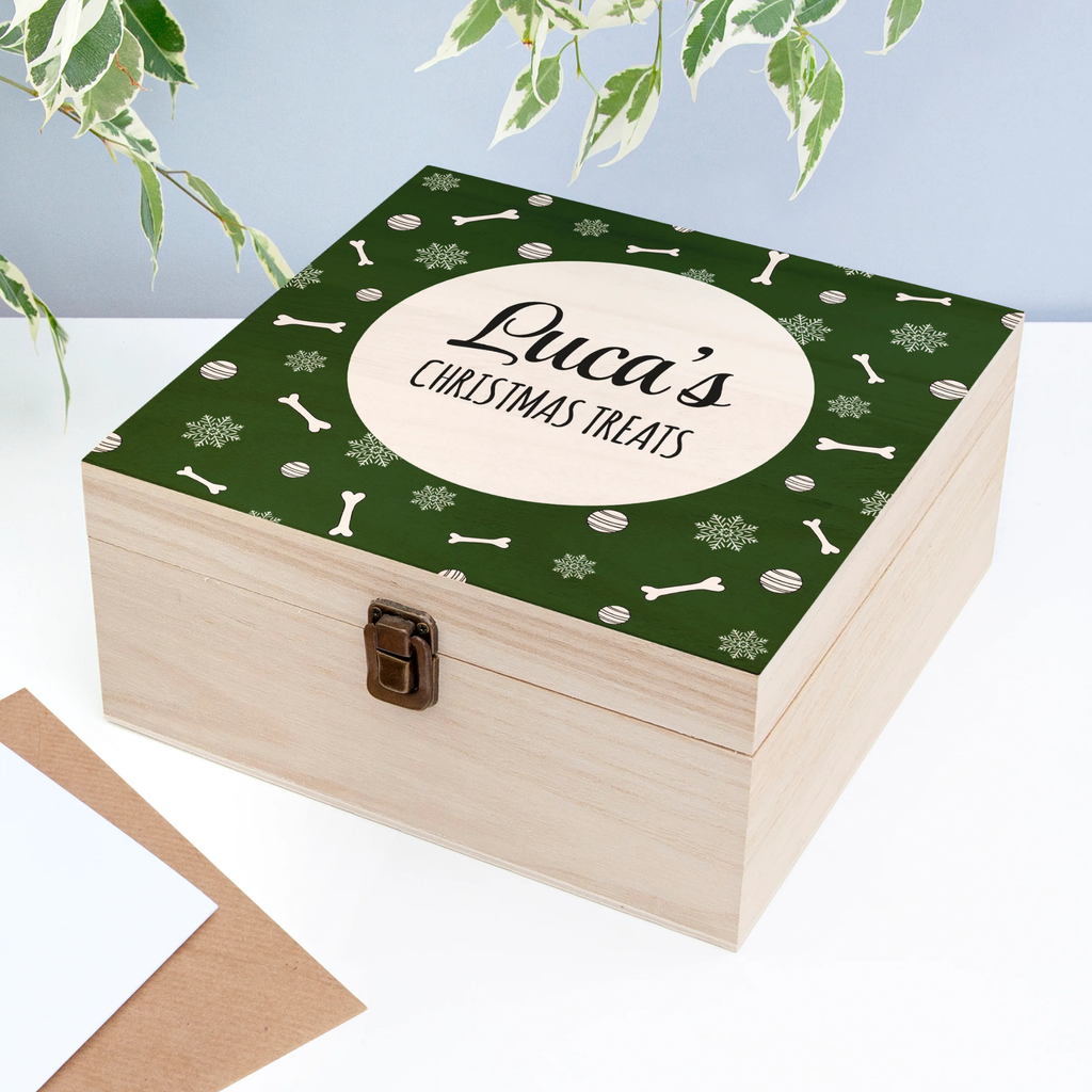 Personalised Dog Christmas Treats Wooden Box