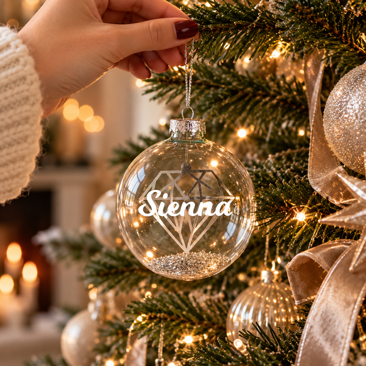 Floating Diamond Glass Christmas Bauble
