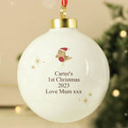 Personalised Initial Little Robin Bauble