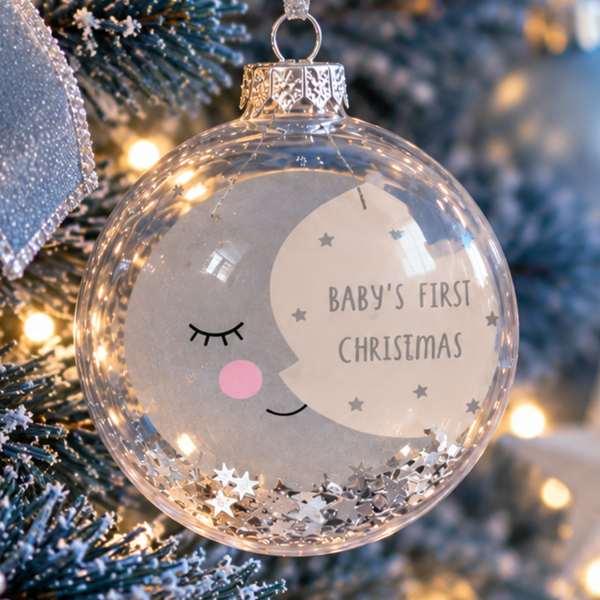Baby's First Christmas Moon and Stars Bauble