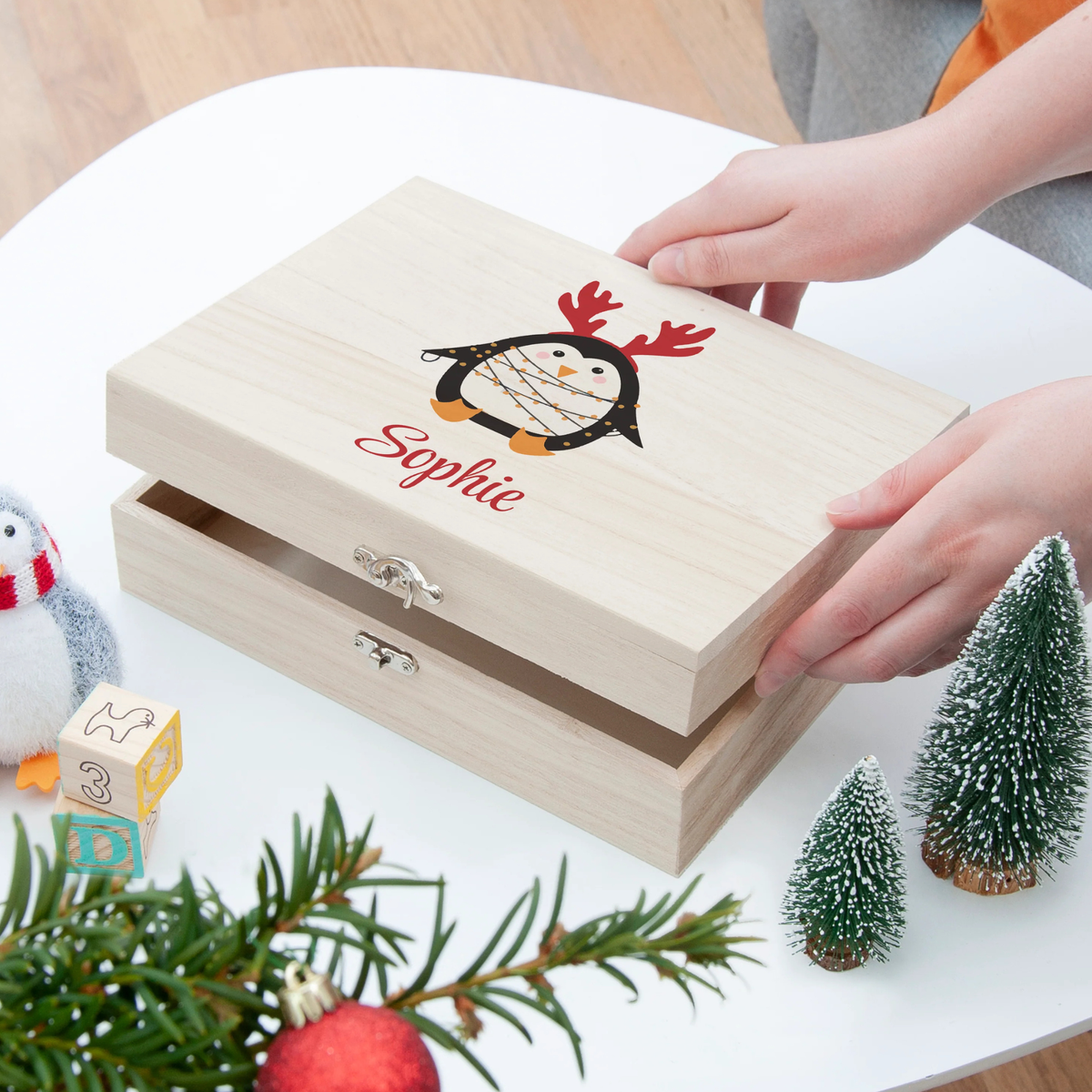 Personalised Festive Penguin Christmas Eve Box