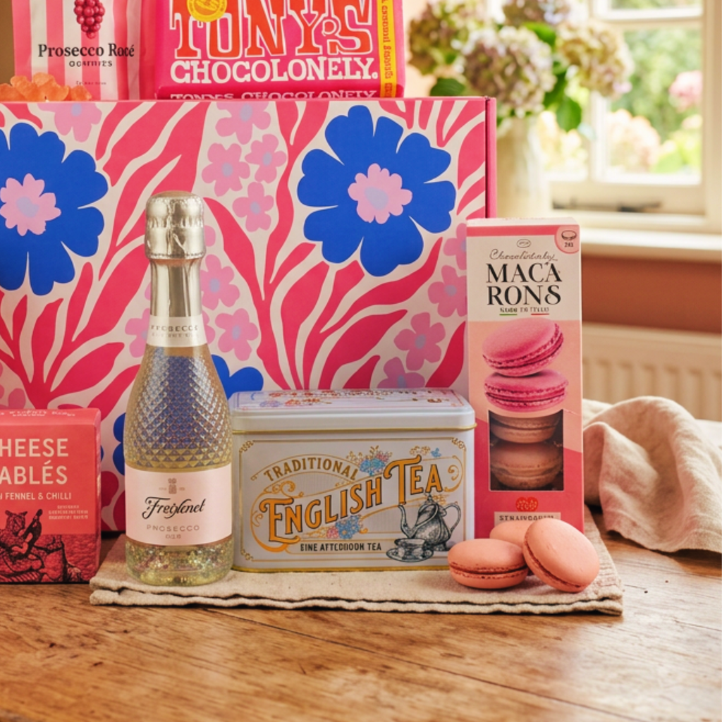 Afternoon Tea With Prosecco Gift Set Sparkling Wine Macarons & Chocolate Treats