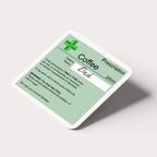 Prescription label for vodka on a white background