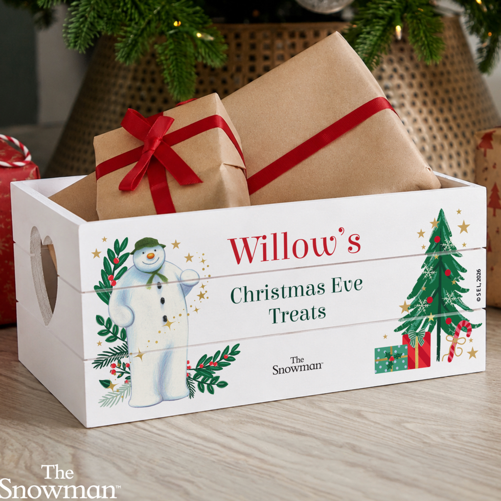 Personalised The Snowman Christmas Wishes Wooden Crate