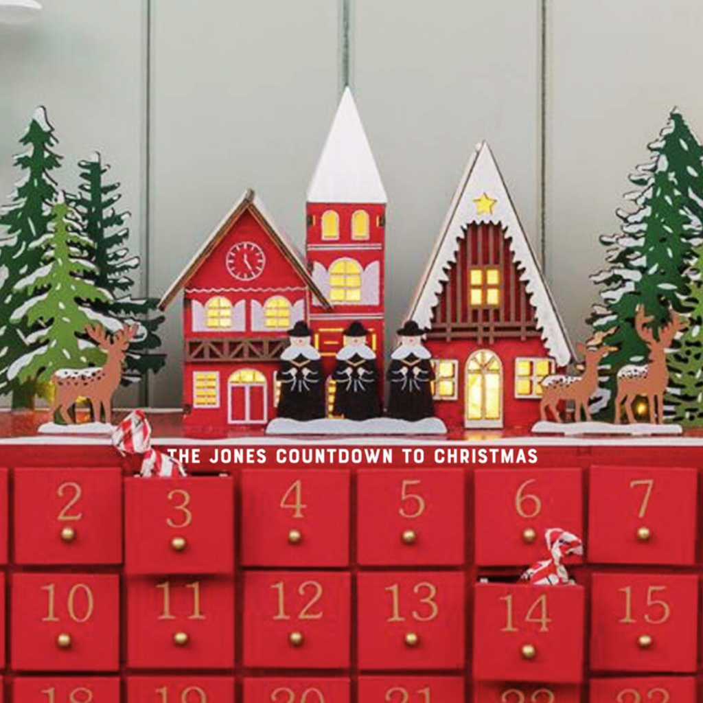 Personalised Red Wooden Advent Calendar With LED Lights