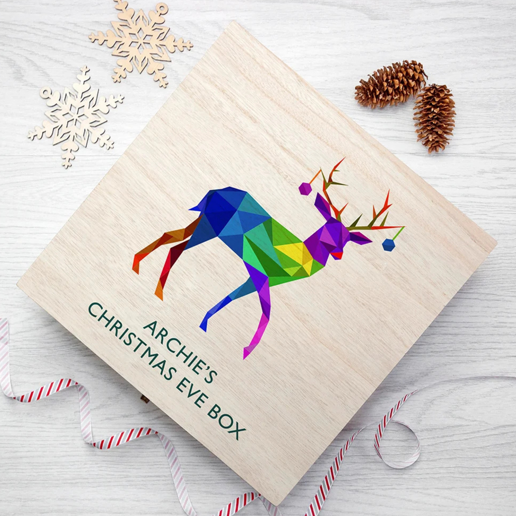 Personalised Geometric Reindeer Christmas Eve Box