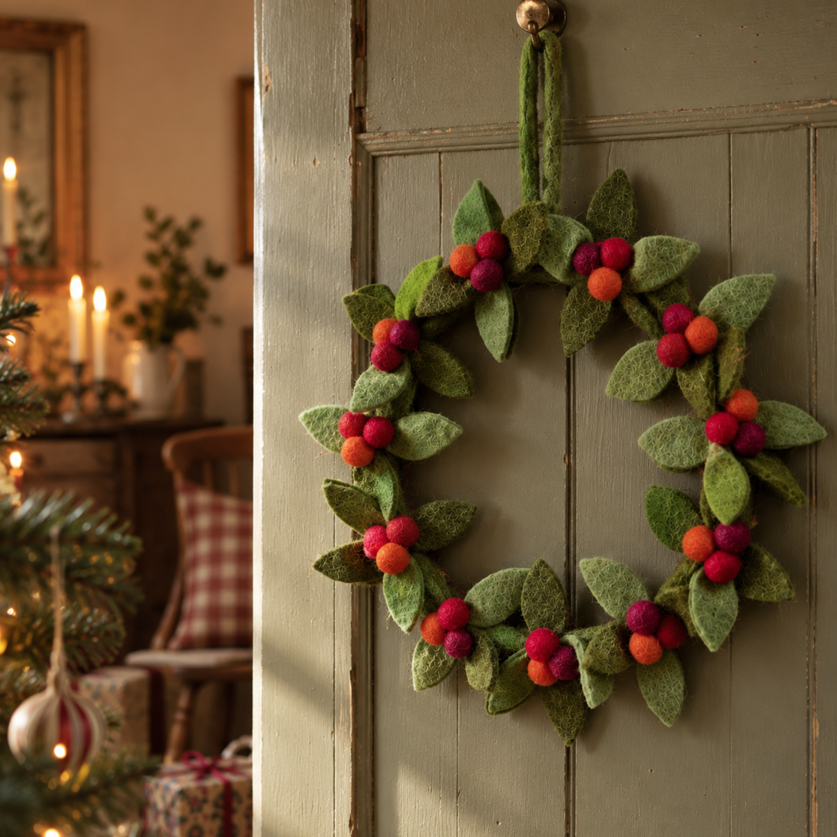 Handmade Felt Christmas Berry Wreath