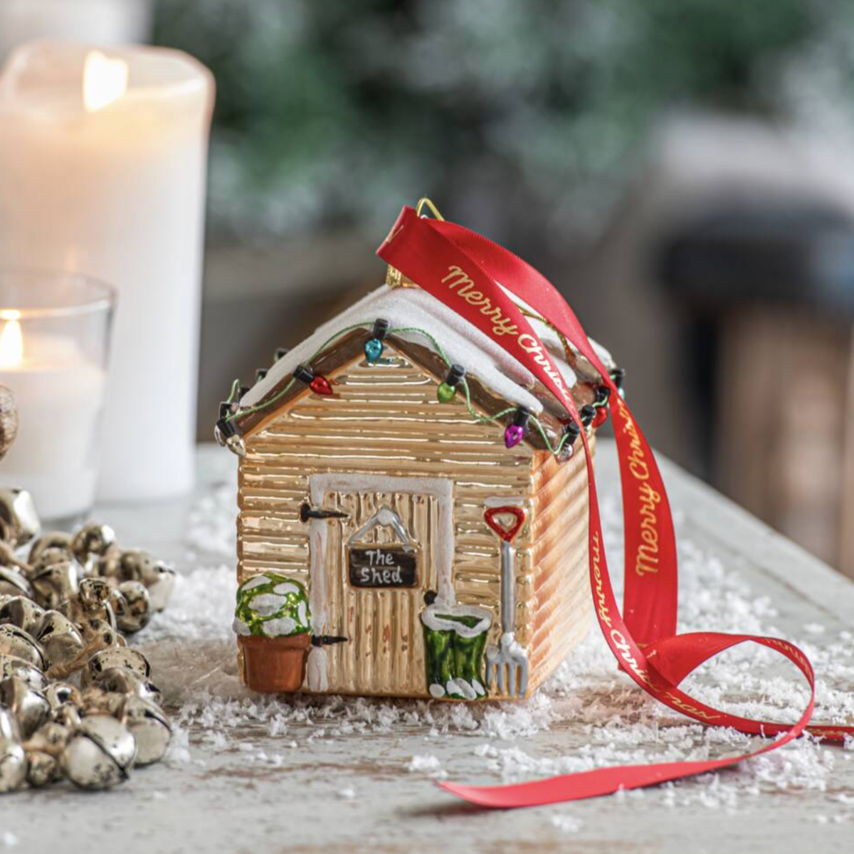 Personalised Garden Shed Glass Christmas Bauble
