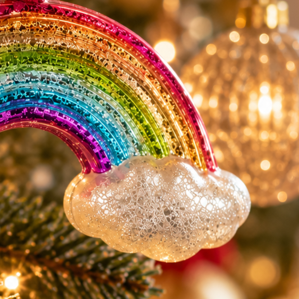 Rainbow with Clouds Christmas Bauble