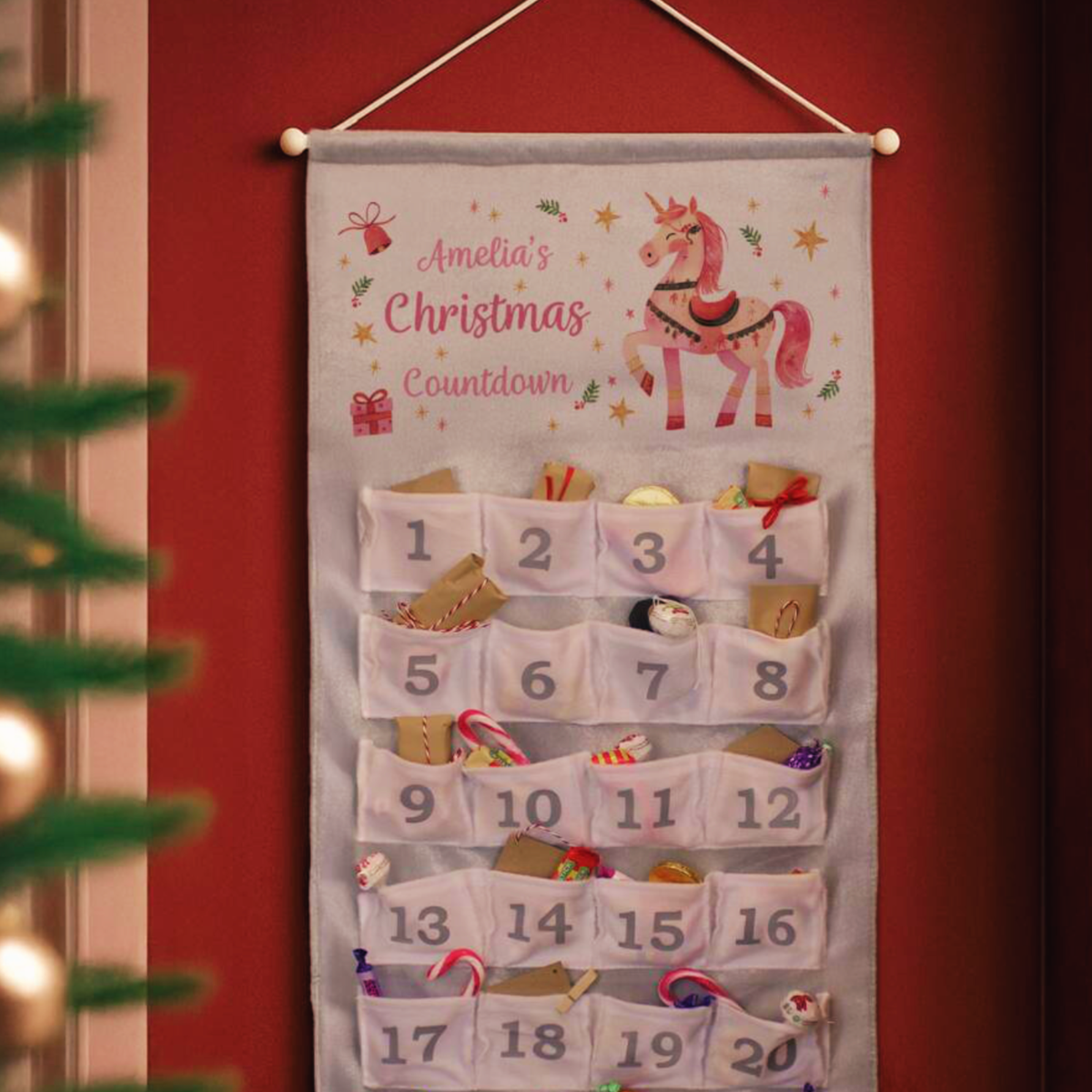 Personalised Unicorn Christmas Advent Calendar