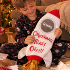 Personalised Blast Off Rocket Christmas Stocking