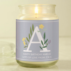 Personalised Floral Initial Candle Jar
