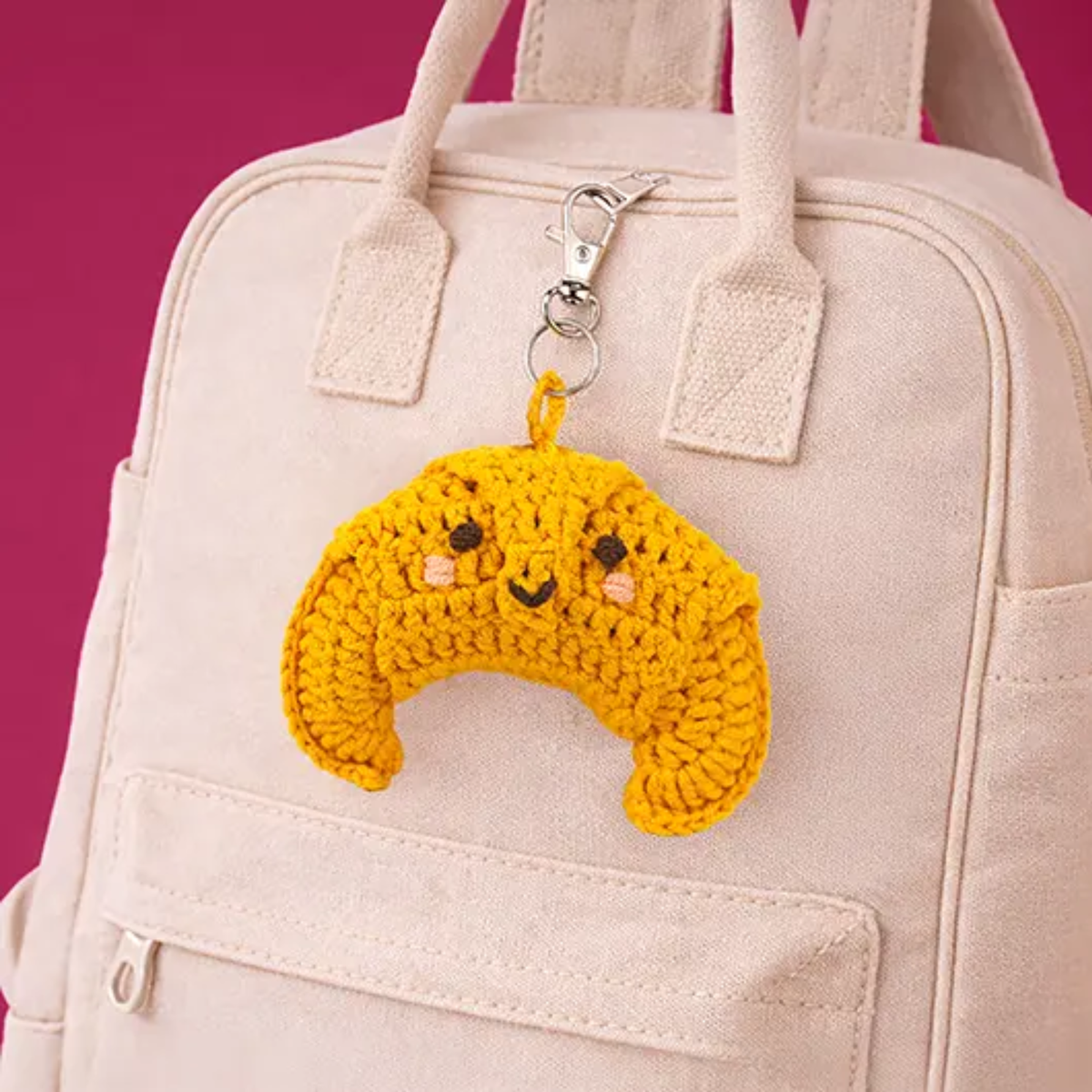 Mini Croissant DIY Crochet Bag Charm Kit